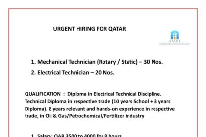 URGENT HIRING FOR QATAR