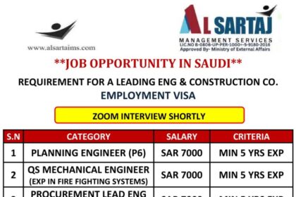 Job Opportunities in Saudi Arabia - Al Sartaj Engineering Jobs