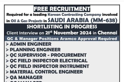 FREE RECRUITMENT - Oil & Gas Projects in Saudi Arabia.