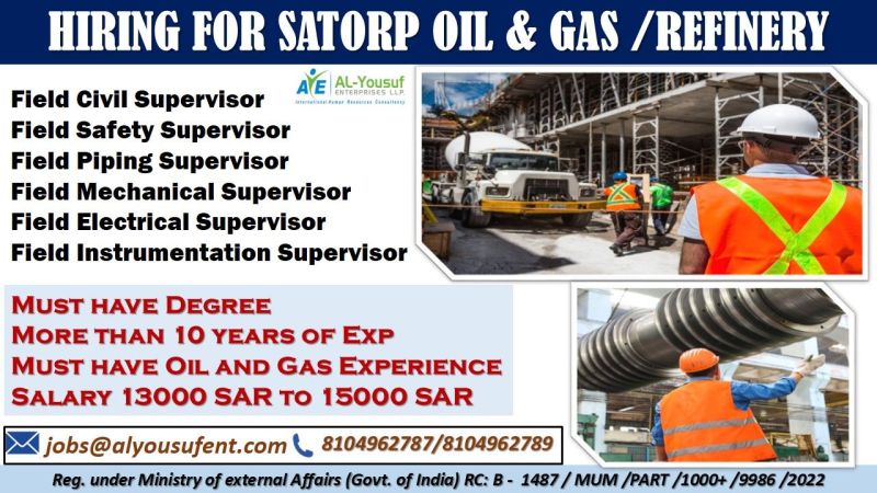 Hiring for Satorp Oil & Gas Refinery Jobs | High Salary!