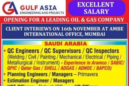 Gulf Asia Engineering and Projects: Excellent Salary Openings for Leading Oil & Gas Company in Saudi Arabia and Qatar