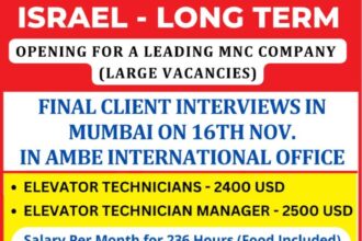 Israel Long-Term Job Opportunities: Elevator Technicians & Manager Roles Available