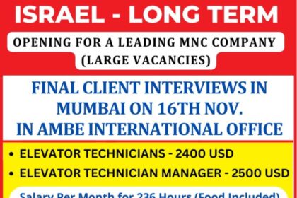 Israel Long-Term Job Opportunities: Elevator Technicians & Manager Roles Available