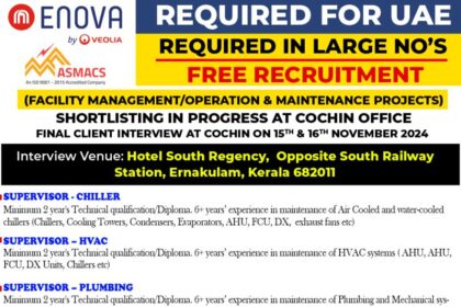 Enova UAE Jobs - Free Recruitment by Veolia, ASMACS for Facility Management