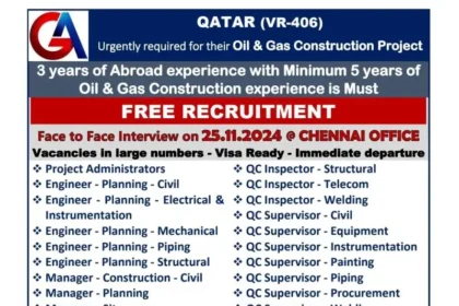 Jobs for Oil & Gas Construction Project in Qatar – Apply Now!