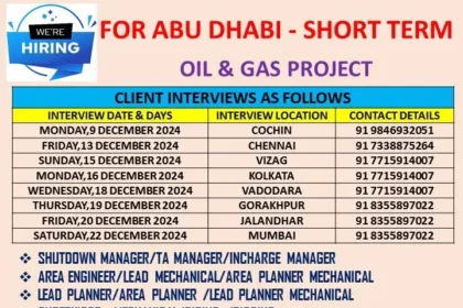 Exciting Job Openings in Abu Dhabi for a Short-Term Oil & Gas Project