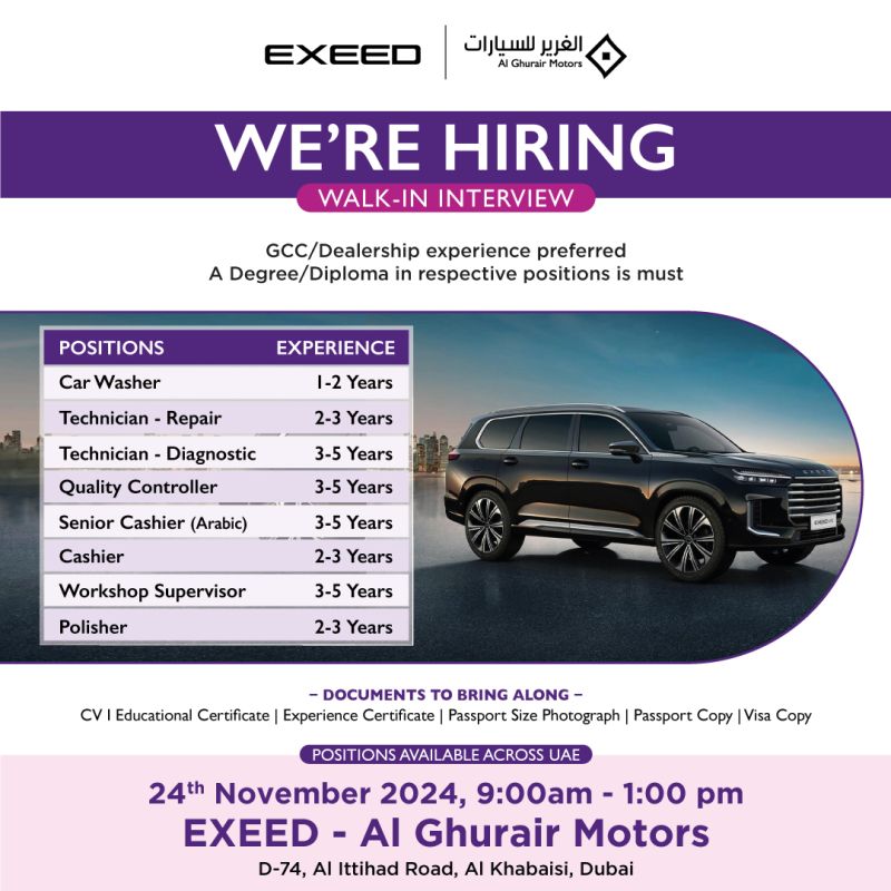 Exciting Job Opportunities at EXEED – Al Ghurair Motors