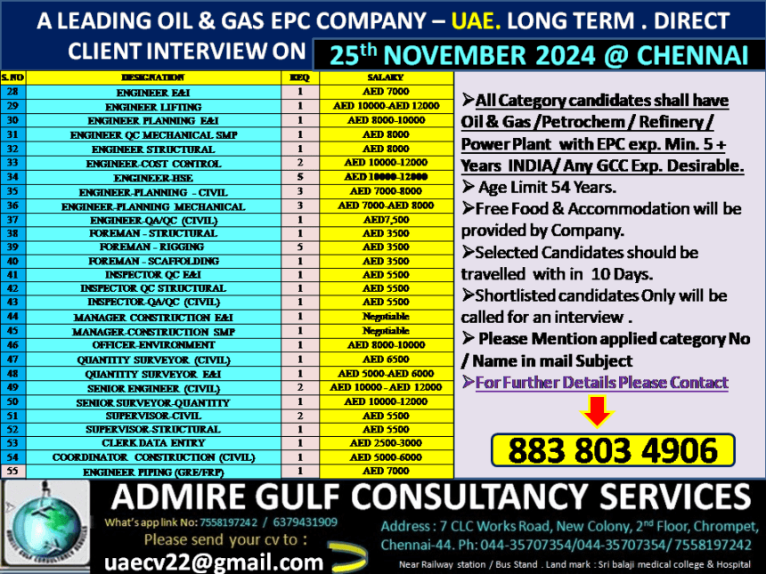 A Leading Oil & Gas EPC Company - UAE: Long-Term Opportunities