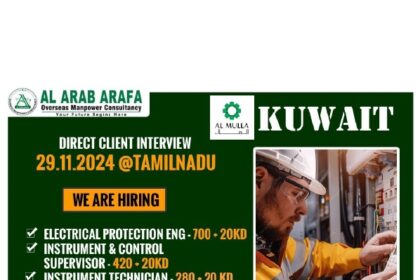 Kuwait: Al Arab Arafa Jobs - Direct Client Interview: 29.11.2024