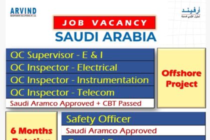 Jobs in Saudi Arabia – QC Supervisor, QC Inspector, and Safety Officer Roles