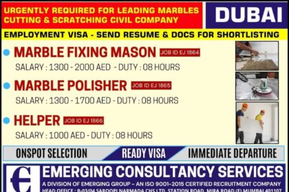 Urgently Required for Leading Marbles Company in Dubai