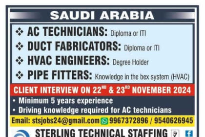 Saudi Arabia HVAC Technicians and Engineers - Apply Now