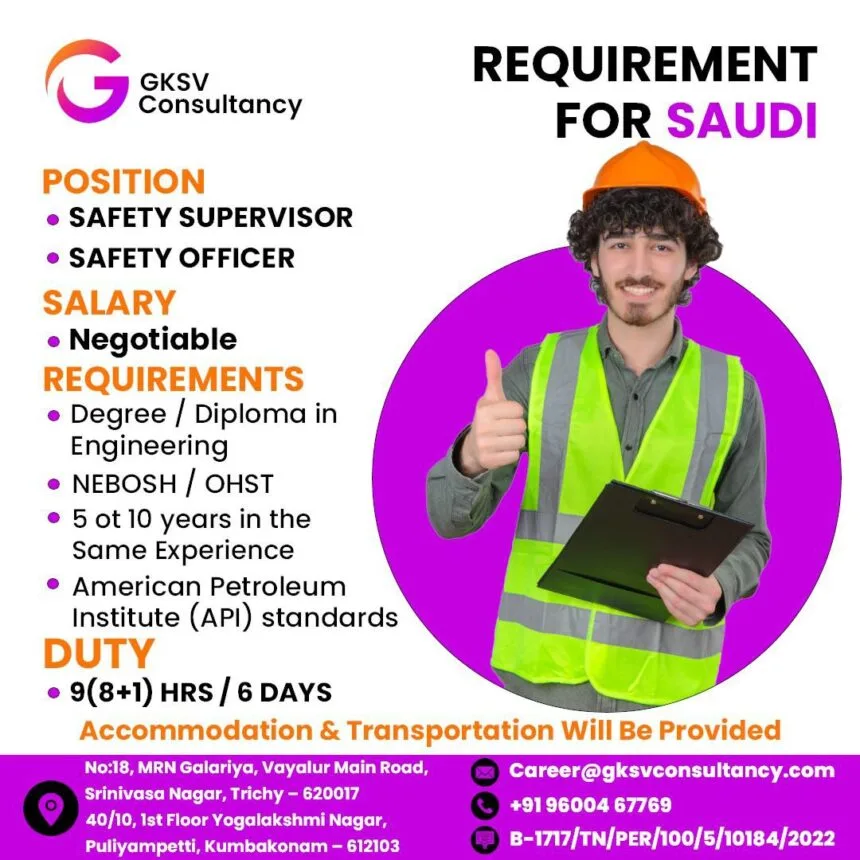 Safety Supervisor and Safety Officer Jobs | GKSV Consultancy