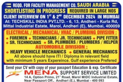 Shortlisting in Progress for Facility Management Jobs in Saudi Arabia