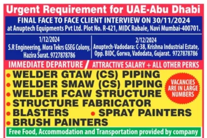 Urgent Requirement for UAE – Abu Dhabi: Final Client Interview Dates Announced