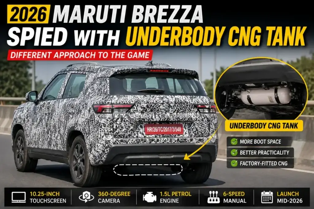2026 Maruti Suzuki Brezza Spotted With Underbody CNG Tank: A Game-Changing Upgrade