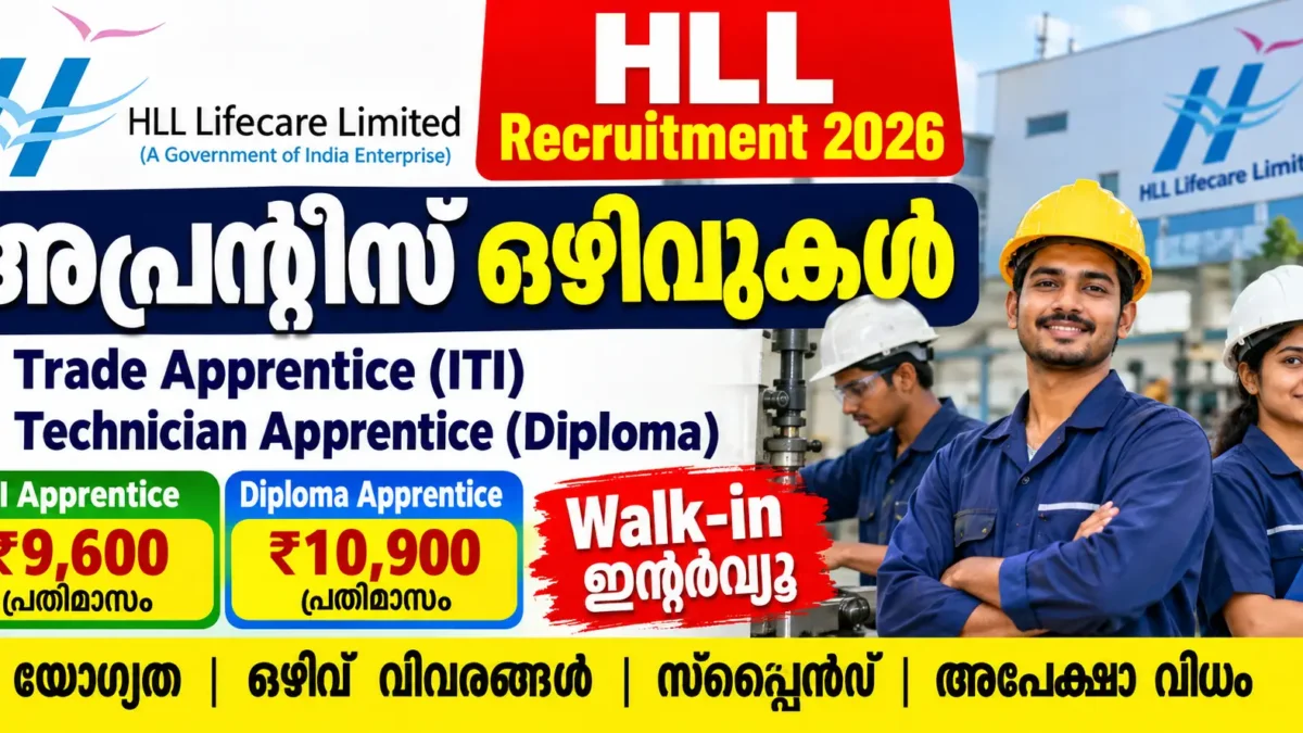 HLL Recruitment 2026 – Walk-in for Trade Apprentice and Technician Apprentice Posts