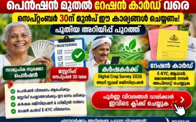 പെൻഷൻ മുതൽ റേഷൻ കാർഡ് വരെ; സെപ്റ്റംബർ 30ന് മുമ്പ് ഈ കാര്യങ്ങൾ ചെയ്യണം, പുതിയ അറിയിപ്പ്