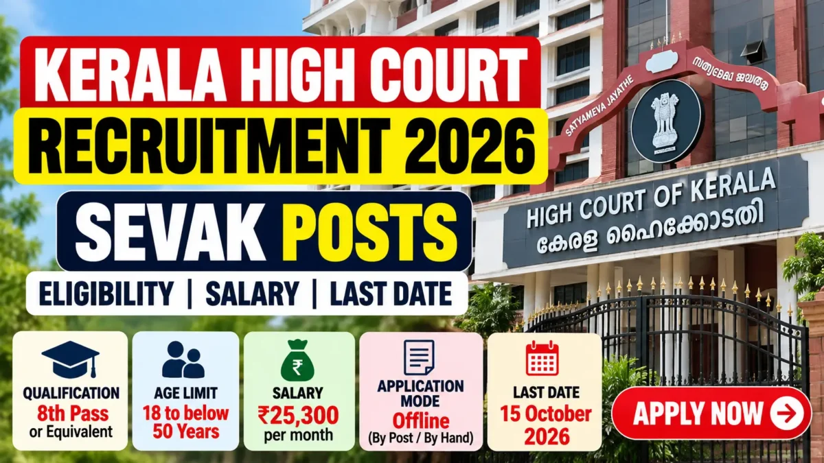 Kerala High Court Recruitment 2026: Apply for Sevak Post | Eligibility, Salary & Last Date