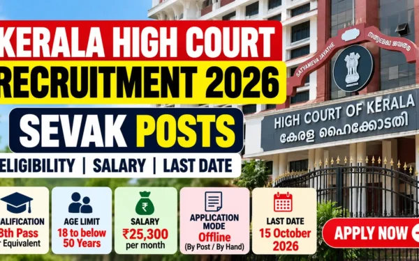 Kerala High Court Recruitment 2026: Apply for Sevak Post | Eligibility, Salary & Last Date