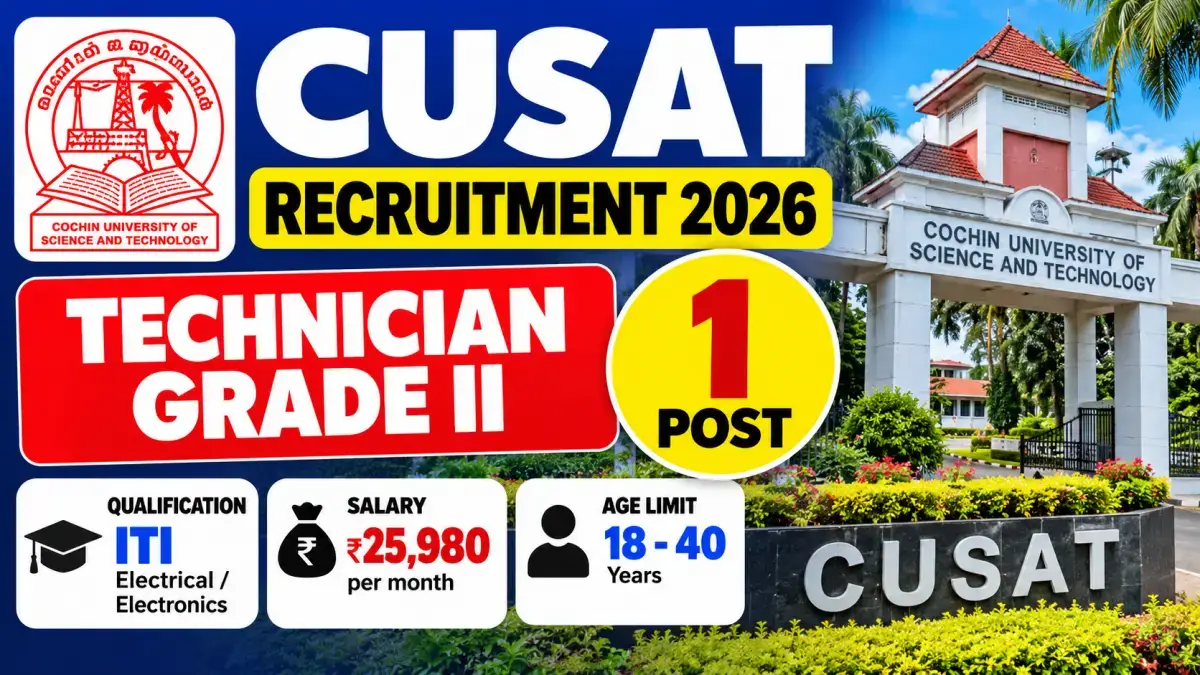 CUSAT Vacancy 2026 – Technician Grade II, Salary ₹25,980