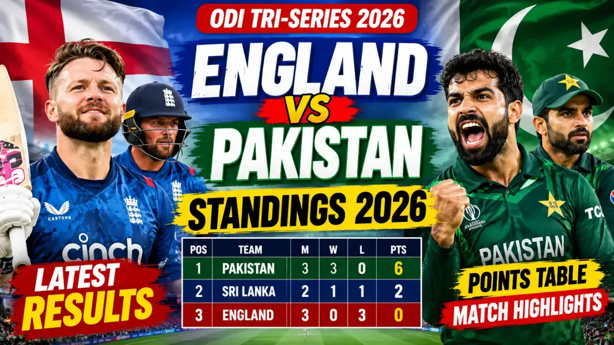 England cricket team vs Pakistan national cricket team standings