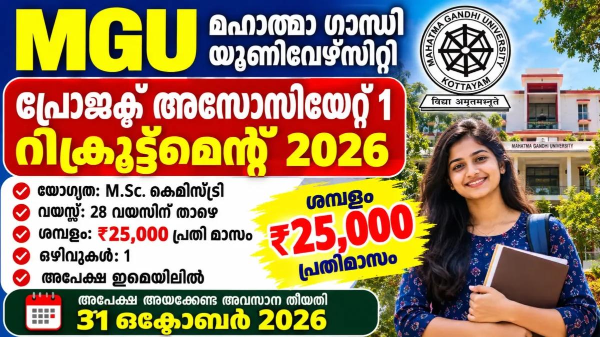 MGU Project Associate 1 Recruitment 2026 – Eligibility, Salary, Apply by Email